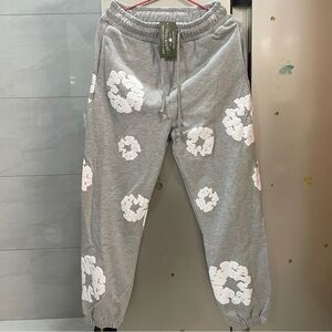 Denim Tears Foam Print Drawstring Waist Casual Sweatpants Gray